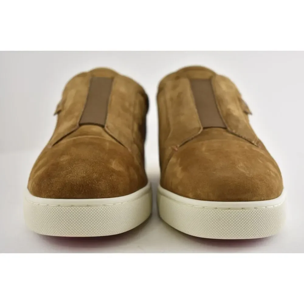 Christian Louboutin Mens St Louis Flat Rhea Brown Suede Low Top Sneakers 47 14